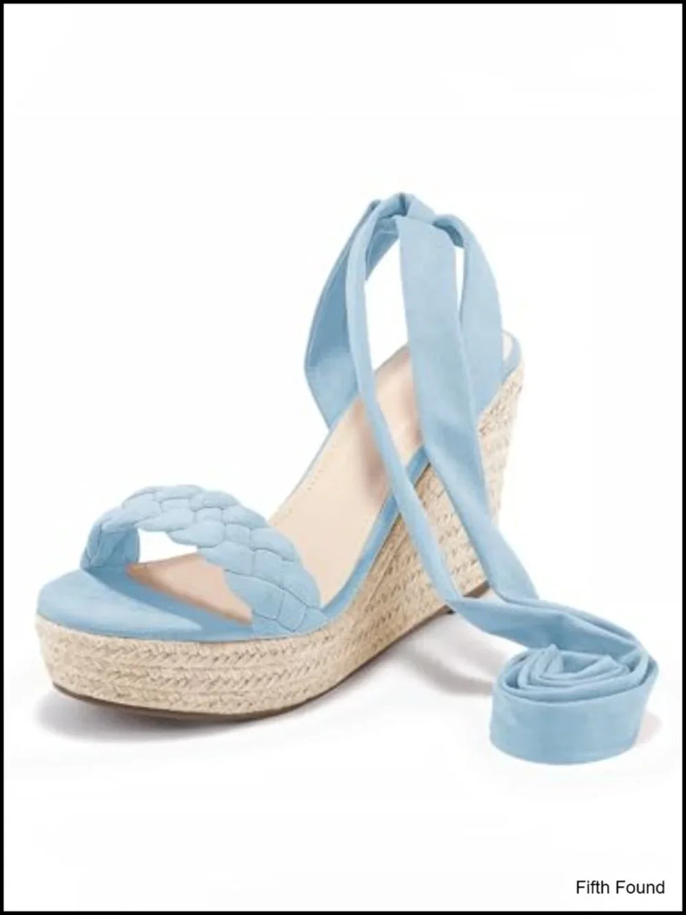 Braided Wedge Espadrille Sandals Lace Up Slingback Platform Heeled Shoes